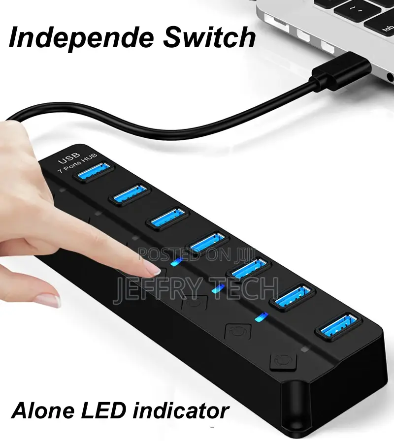 7 Ports With 1 USB 3.0 HUB With on/Off Switch and Power LED 7-in-1 US