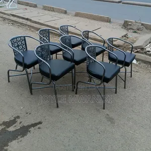 Silver Coated Restaurant Chairs With Black Padded Cushion