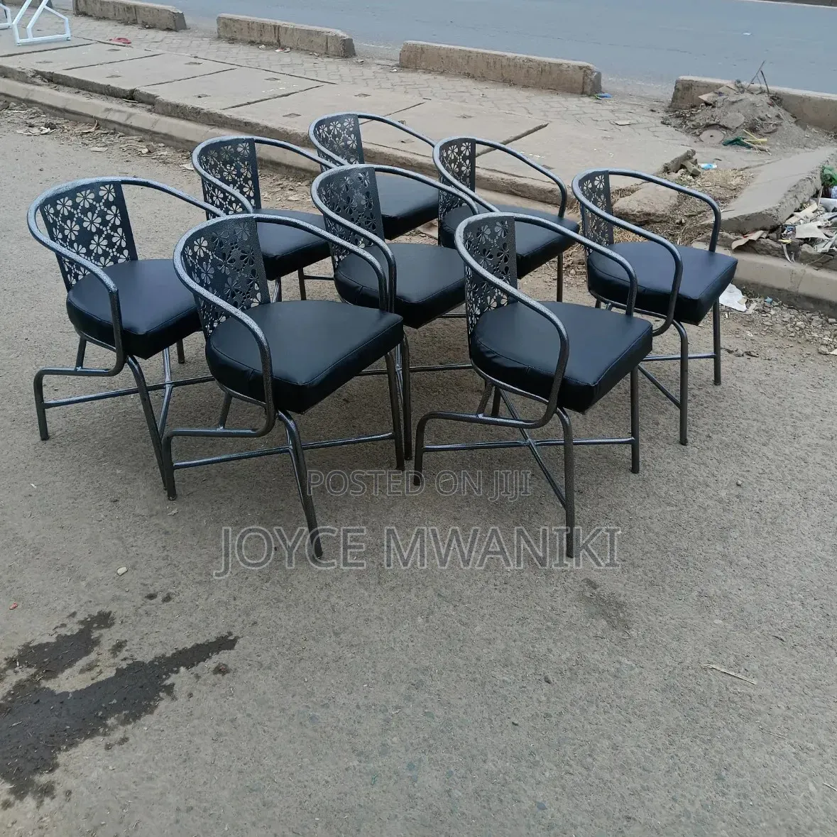 Silver Coated Restaurant Chairs With Black Padded Cushion