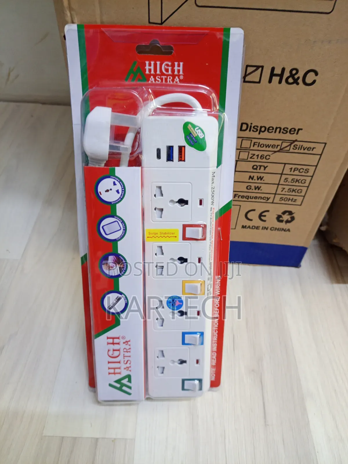 High Astra Surge Protector Power Strip – 4 Socket With USB Ports