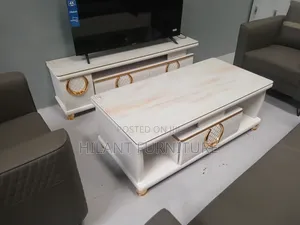 White Gold Tempered Glass Matching Coffee Table TV Stand Set