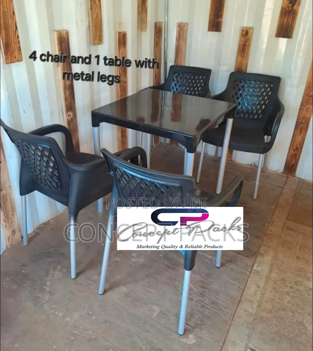 Strong Black 4 Chair and Table Set