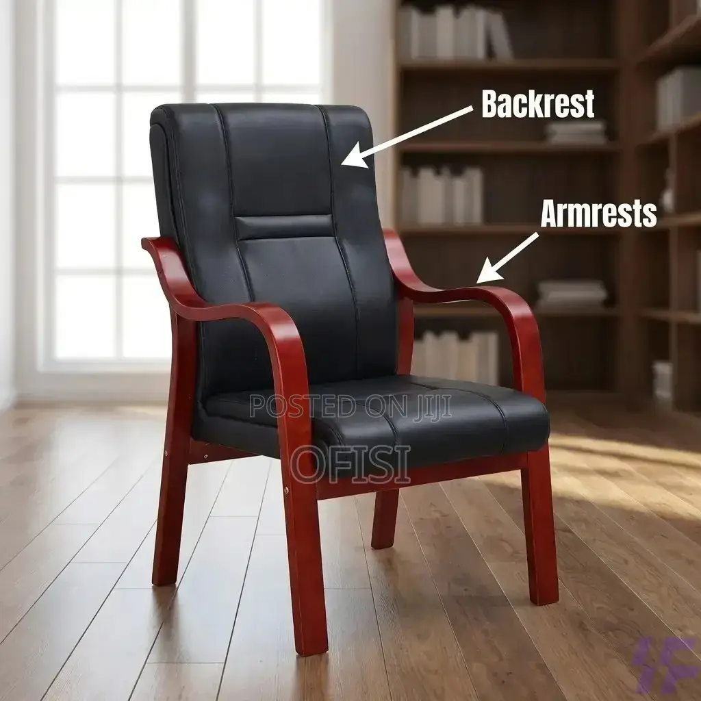 Office Chair; Executive Guest Chair With Wooden Armrests