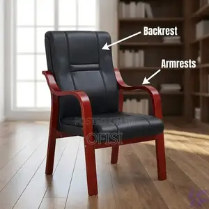 Office Chair; Executive Guest Chair With Wooden Armrests
