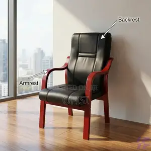 Office Chair; Executive Guest Chair With Wooden Armrests