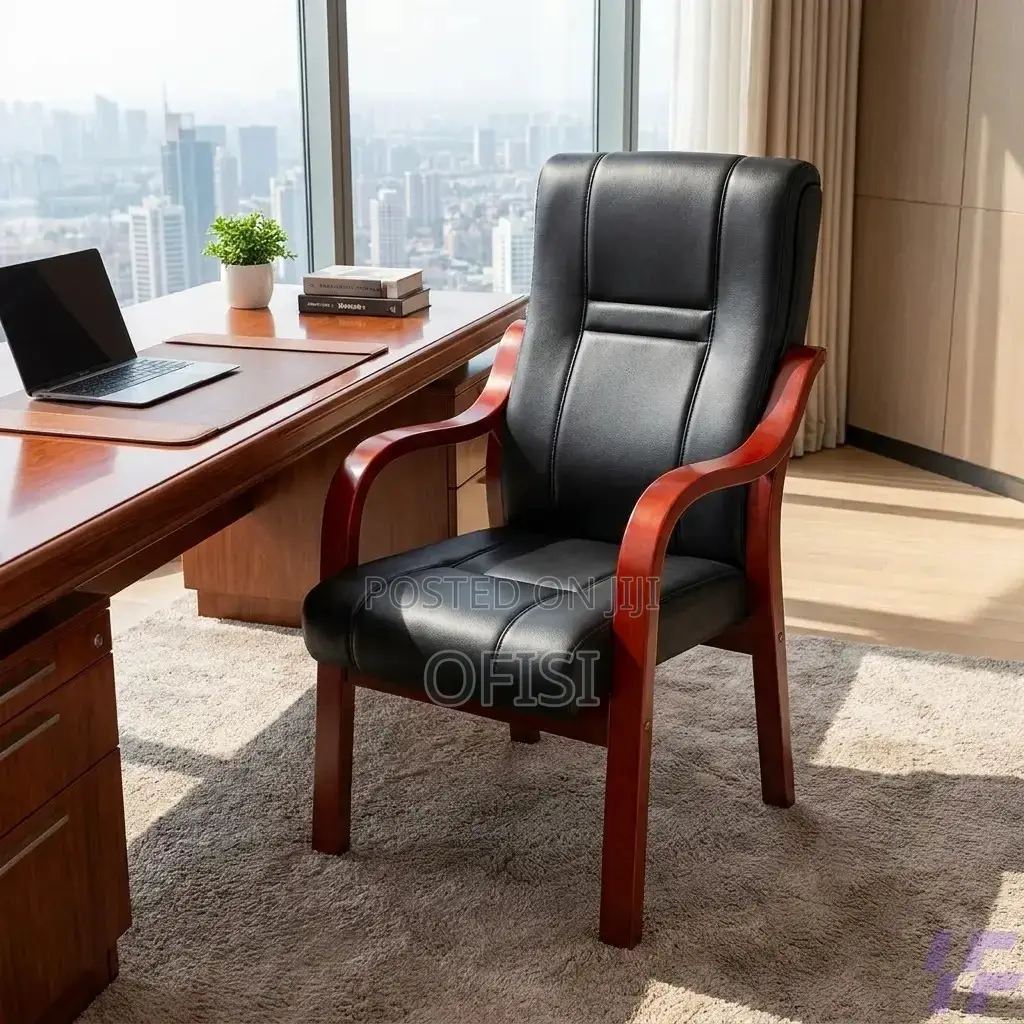 Office Chair; Executive Guest Chair With Wooden Armrests