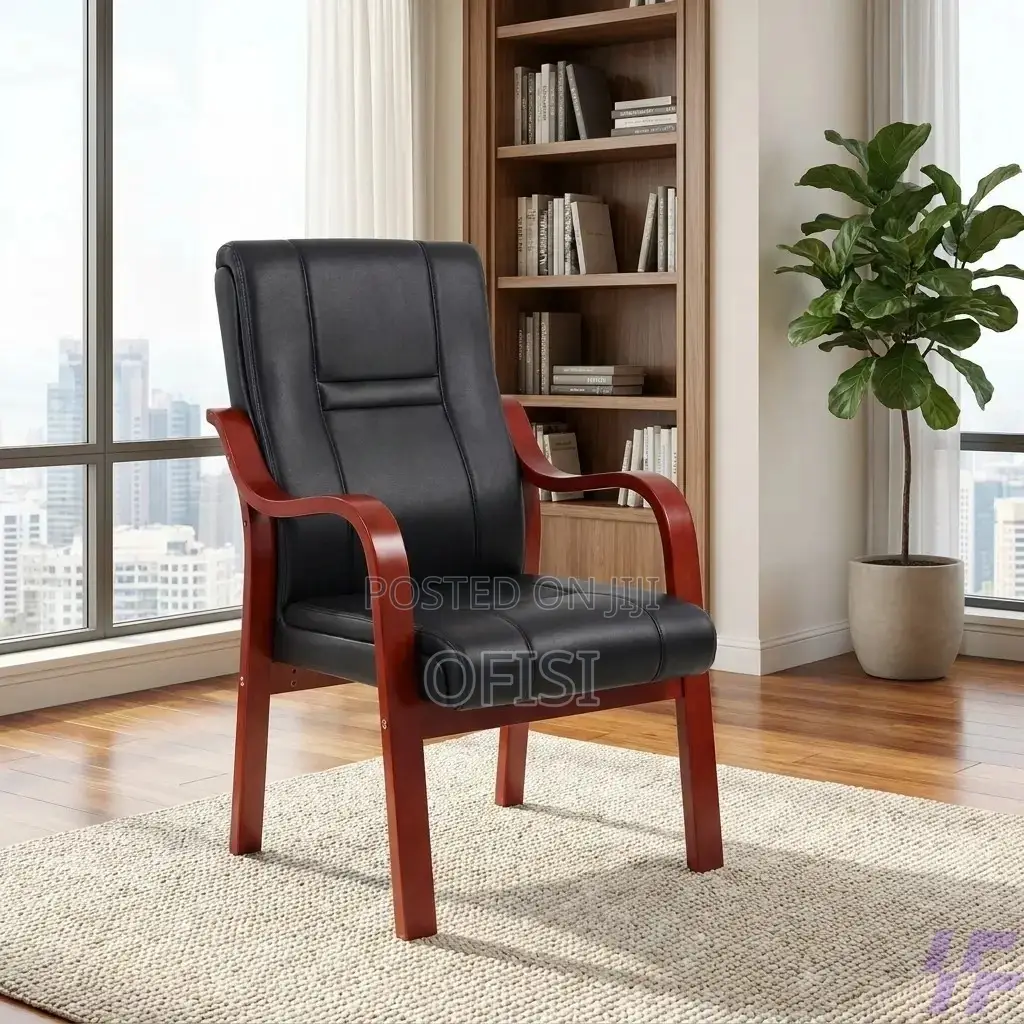 Office Chair; Executive Guest Chair With Wooden Armrests