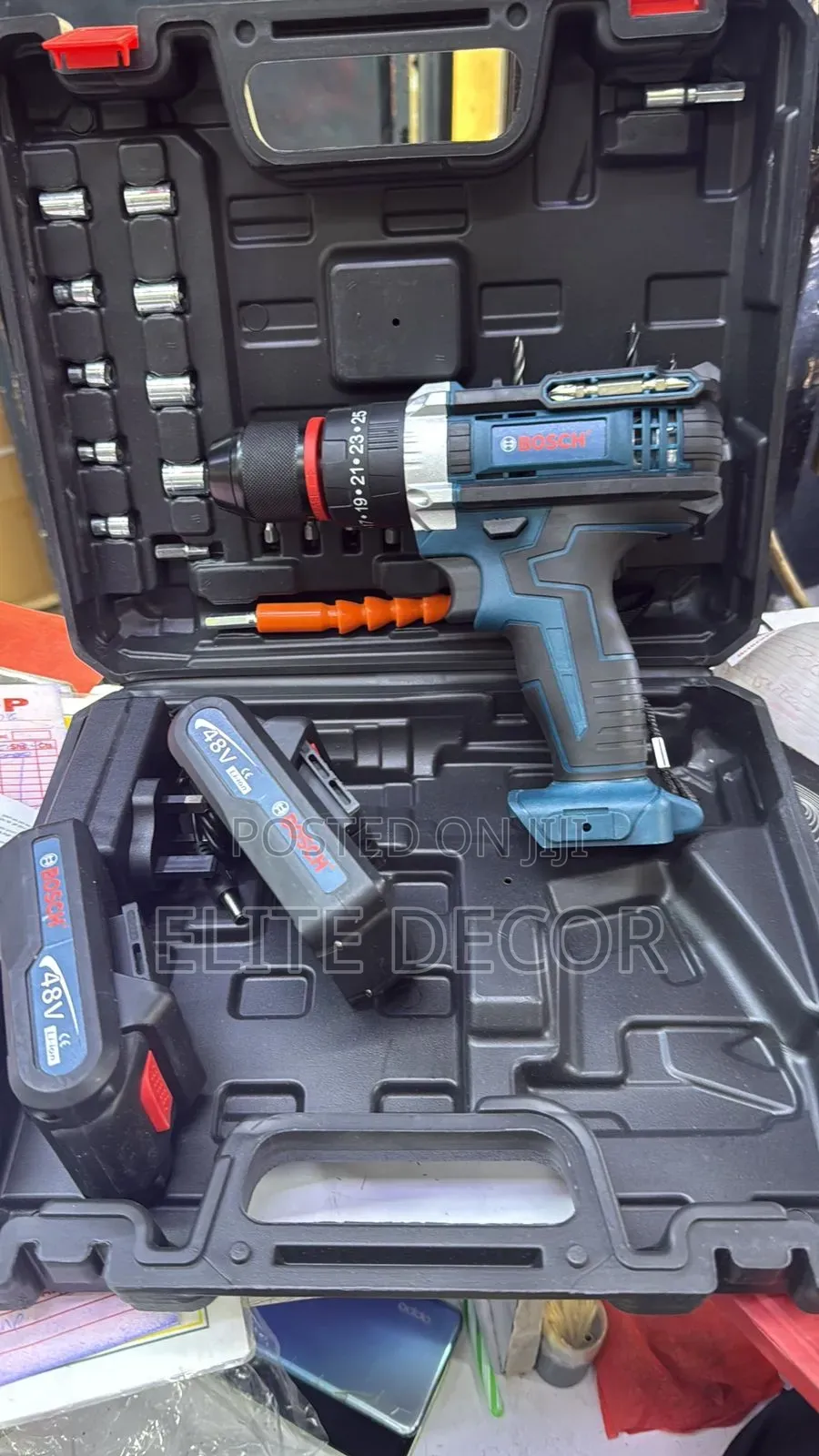 Bosch 48V Cordless Drill Machine Kit – 2 Batteries + Accessories