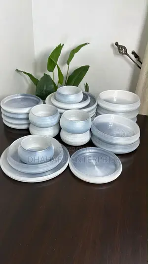 Cloud 24pc Frosted Ribbed Dinner Set