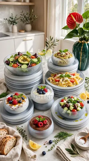 Cloud 24pc Frosted Ribbed Dinner Set