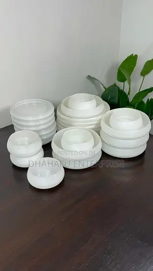 Frosted Ribbed Glass Dinner Set – 24 Pieces (6 Person Set)