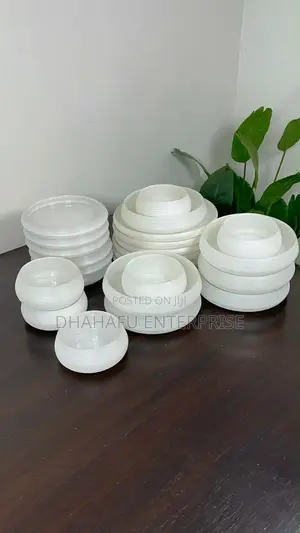 Frosted Ribbed Glass Dinner Set – 24 Pieces (6 Person Set)