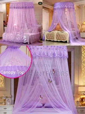 4x6 Purple Round Mosquito Nets With Ceiling Hook