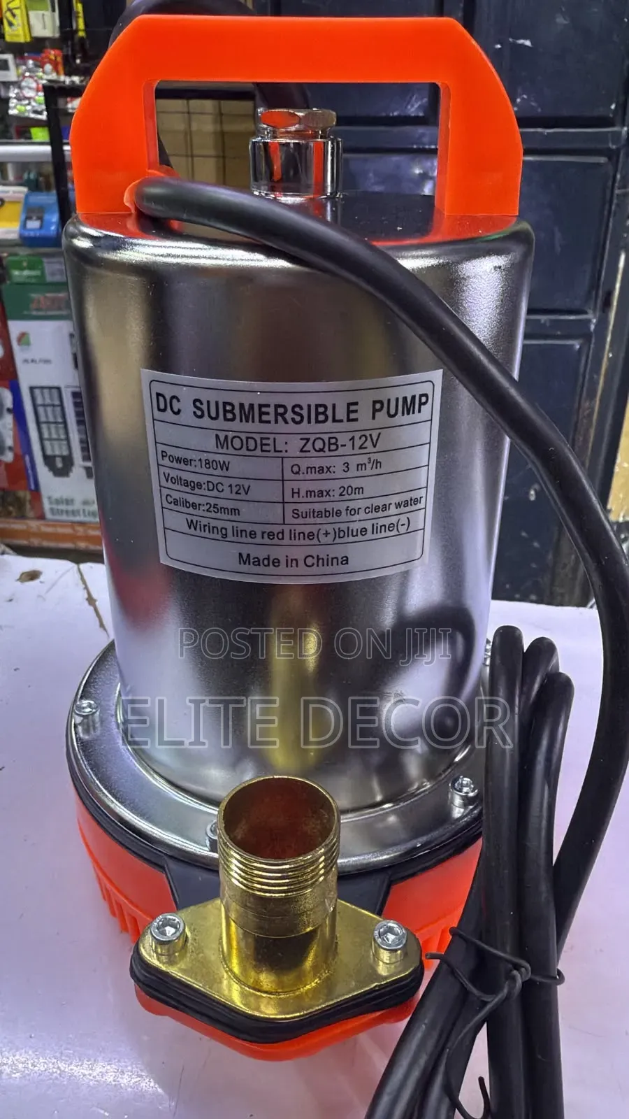 12V 180W DC Submersible Water Pump | 20M Head | Solar/Battery Pump