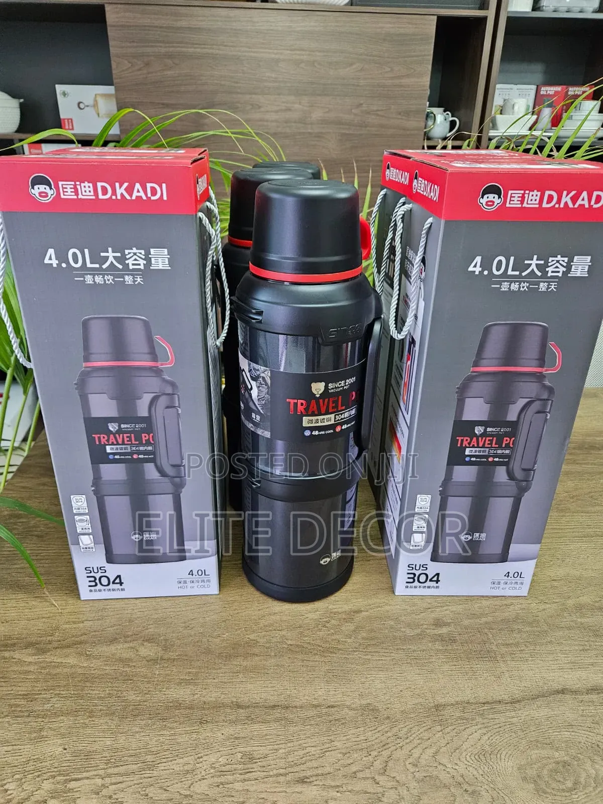 KD 4L Unbreakable Vacuum Flask – Black | Large Capacity Thermal Flask