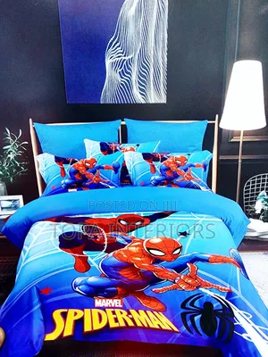 Spiderman Cartoon Duvets Set With Matching Pillow Cases and Bedsheet