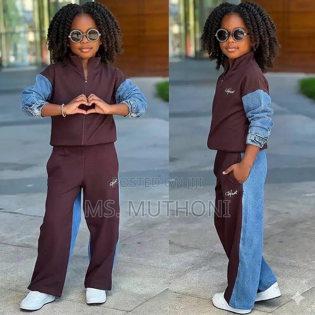 Girls Fashion Long Sleeve Denim Detail Tracksuit (4-13 Yrs)