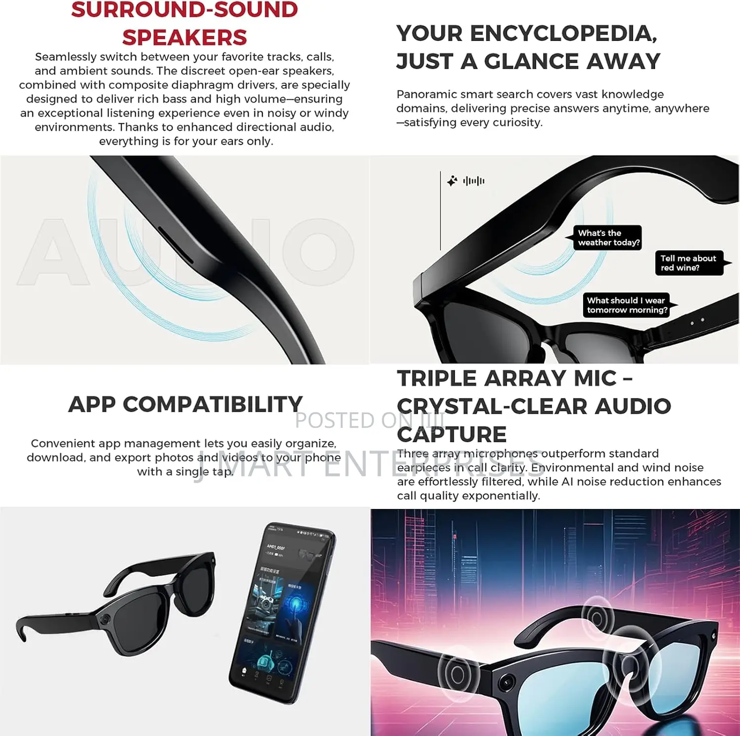 AI Smart Glasses With Camera | Voice Control | Bluetooth 5.3 | Wi-Fi