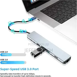 8 in 1 USB C Hub Multiport Adapter HDTV Output Gigabit Ethernet 100