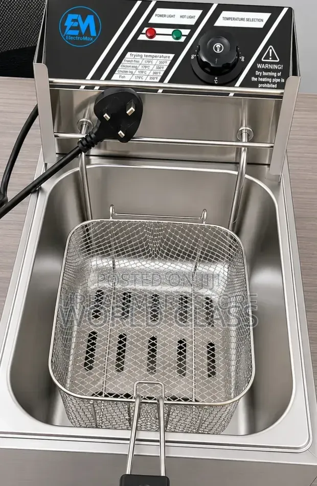 ElectroMate 6 Litre Single Tank Deep Fryer for Chips Fast Food