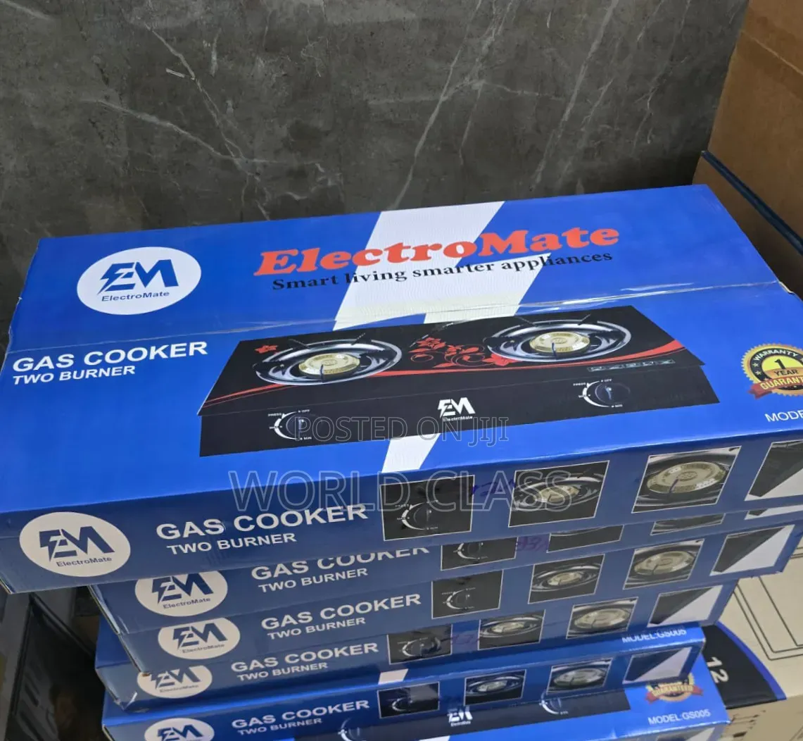 ElectroMate Double Burner Glass Top Gas Cooker – 2 Burner