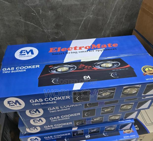 ElectroMate Double Burner Glass Top Gas Cooker – 2 Burner