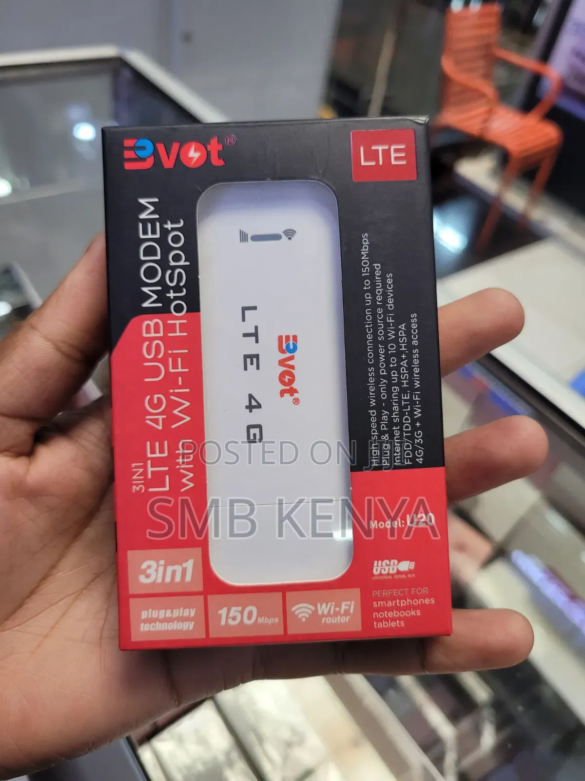 BVOT 3-in-1 LTE 4G USB Modem With Wi-Fi Hotspot