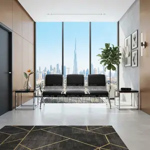 Office Benches; Black Leather Three Seaters Office Reception Bench