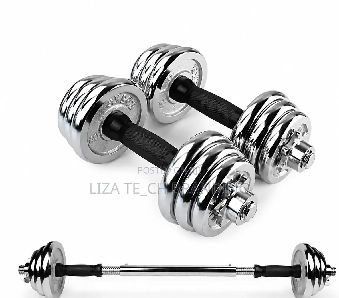 10kgs Chrome Dumbbells With Barbell .