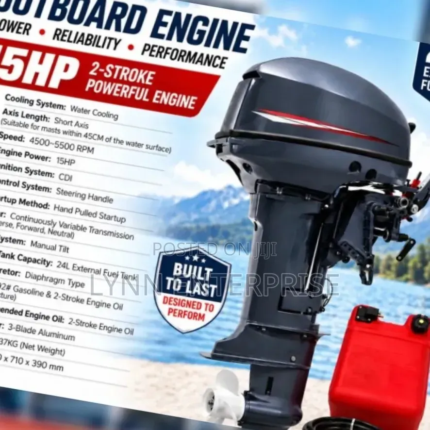 Outboard Engine 15 HP 2 Stroke Powerful Engine 24litres