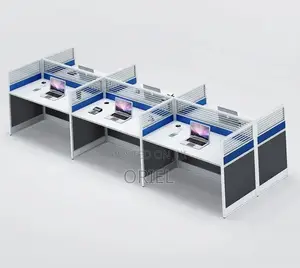 Offfice Workstation : 6 Way Office Workstation With Mobile Pedestals
