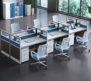 Offfice Workstation : 6 Way Office Workstation With Mobile Pedestals
