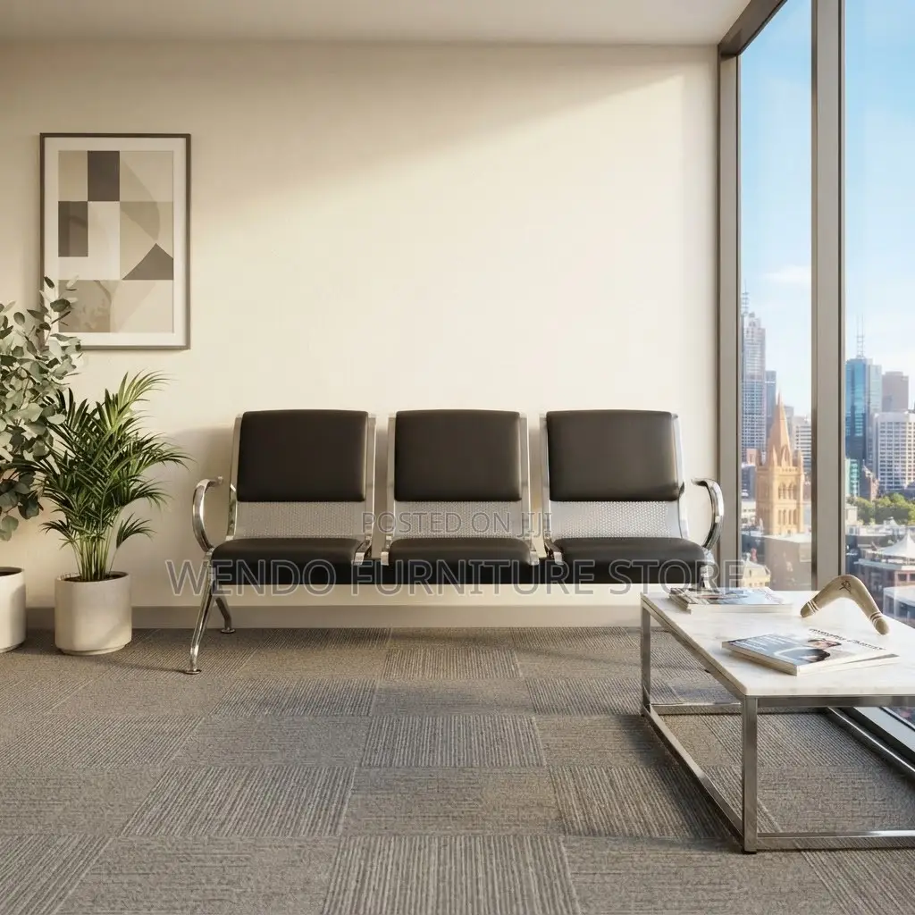 Office Benches; Leather Antiscratch Three Seaters Reception Bench