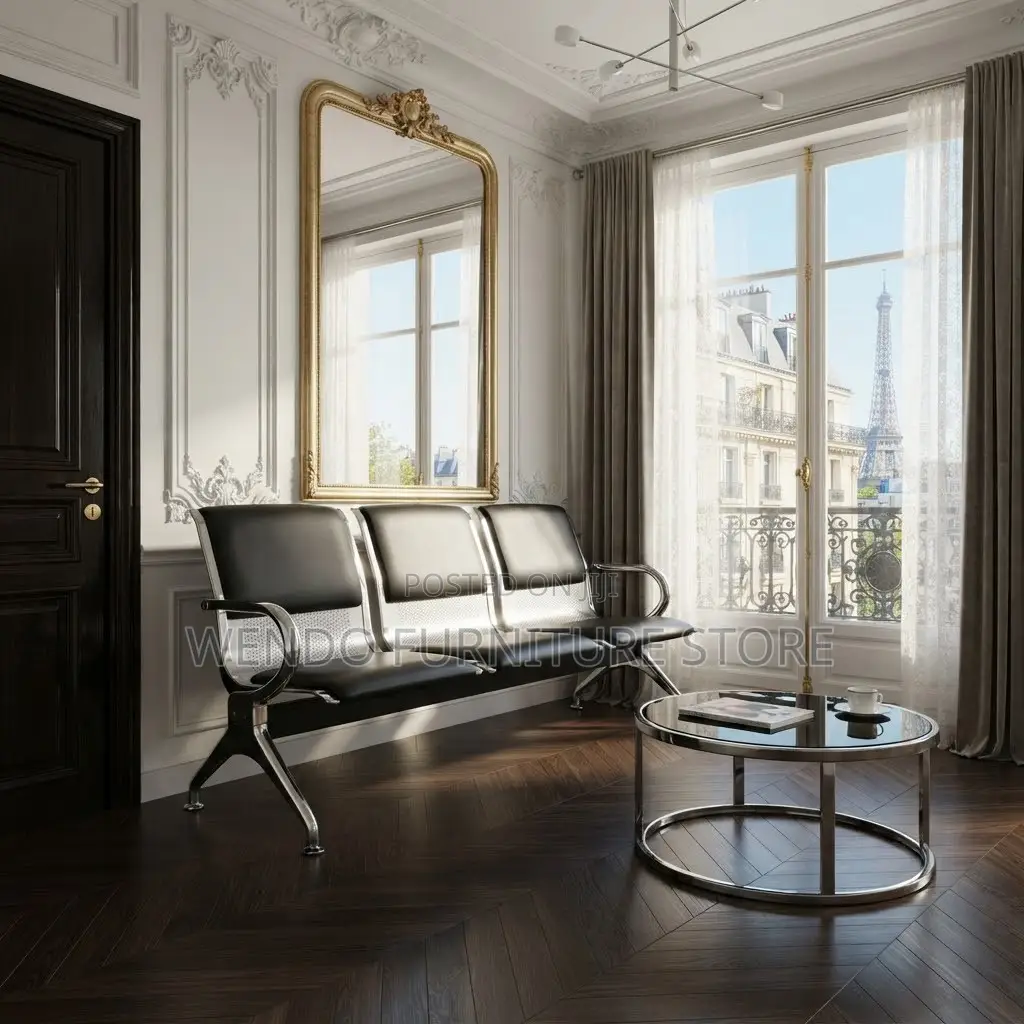 Office Benches; Leather Antiscratch Three Seaters Reception Bench