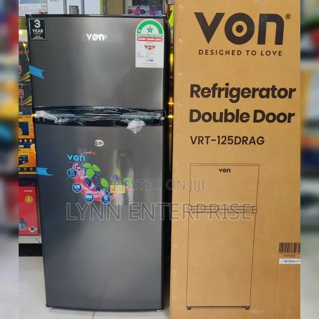 Vonnl Double Door Fridge 125Litres Direct Cool Refrigerator 