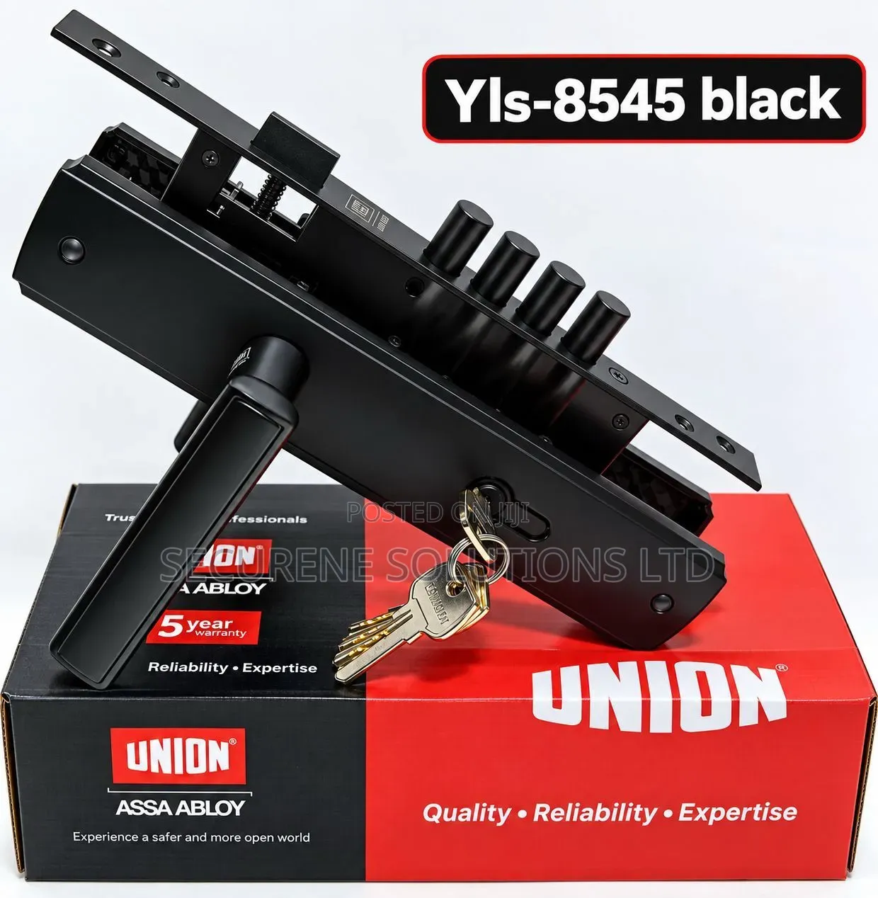 UNION ASSA ABLOY YLS-8545 Matt Black Multi-Bolt Cylinder Lockset