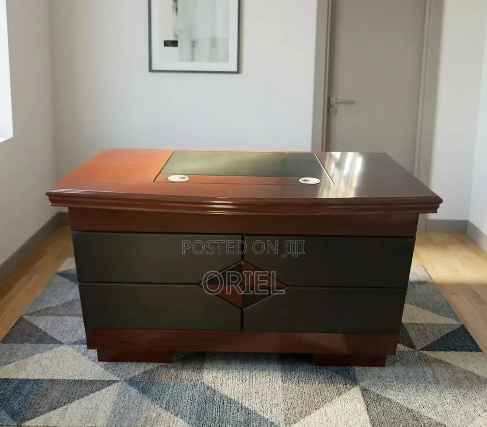 Office Desk : 120CM Mahogany Table With Drawers