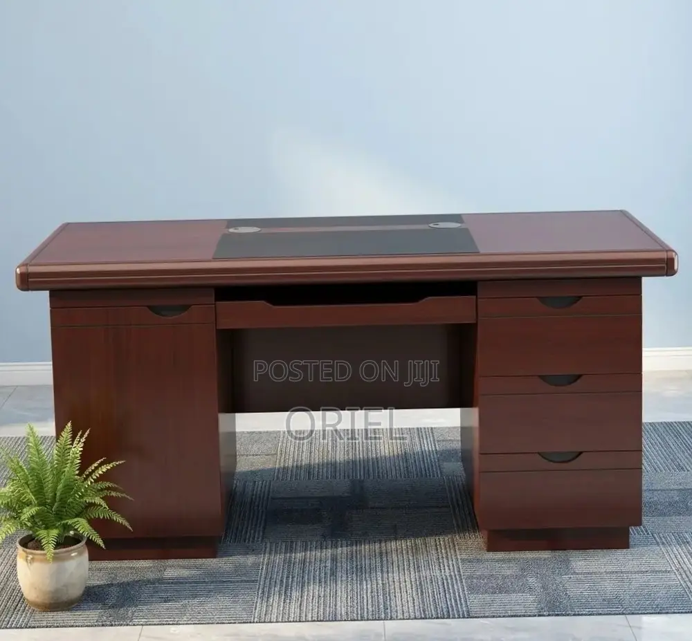 Office Desk : 120CM Mahogany Table With Drawers