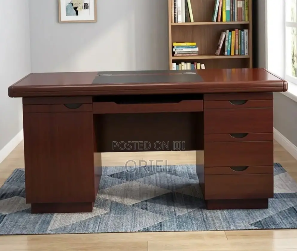Office Desk : 120CM Mahogany Table With Drawers