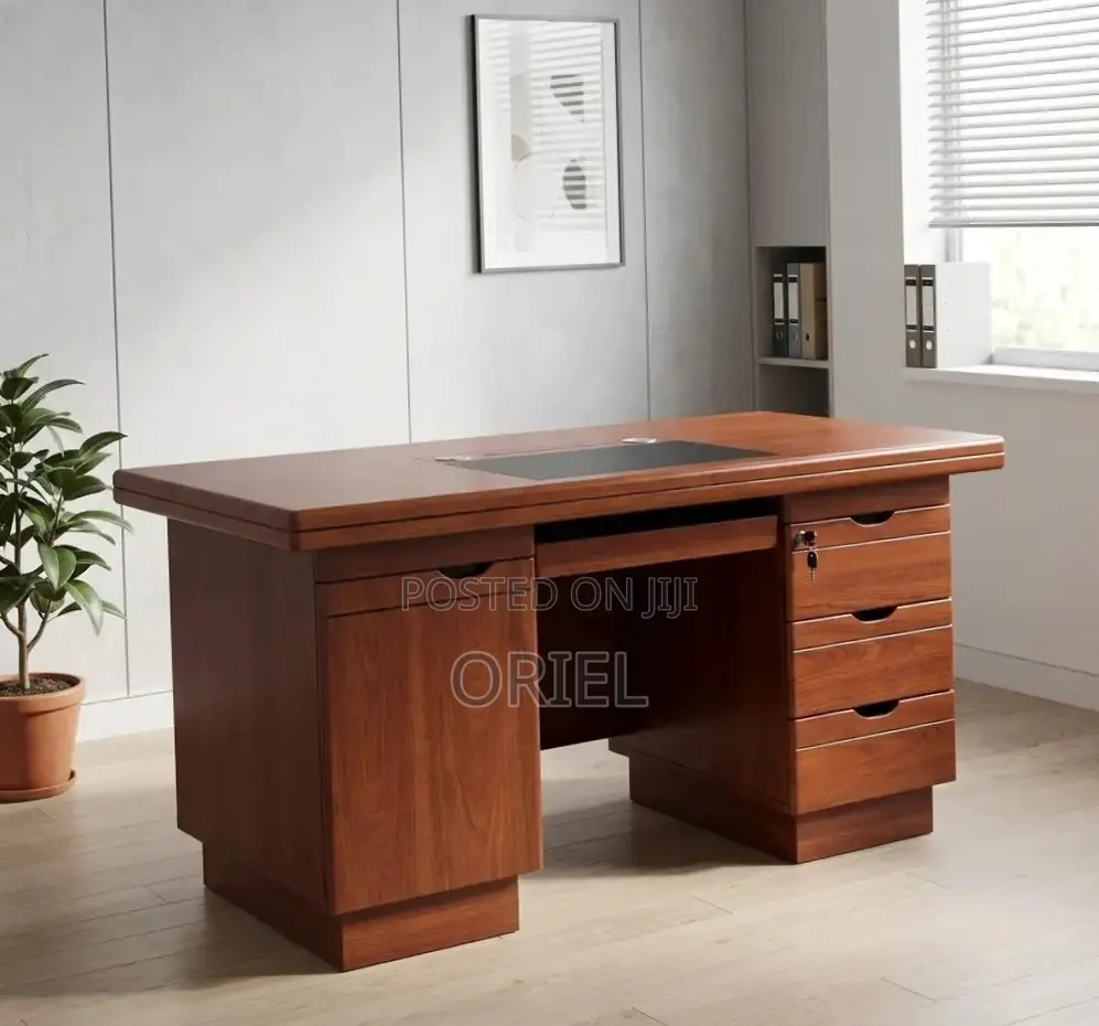 Office Desk : 120CM Mahogany Table With Drawers