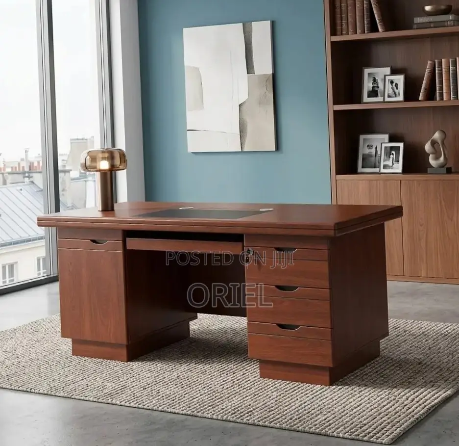 Office Desk : 120CM Mahogany Table With Drawers