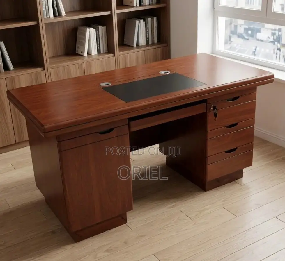 Office Desk : 120CM Mahogany Table With Drawers