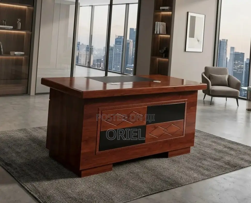 Office Desk : 120CM Mahogany Table With Drawers