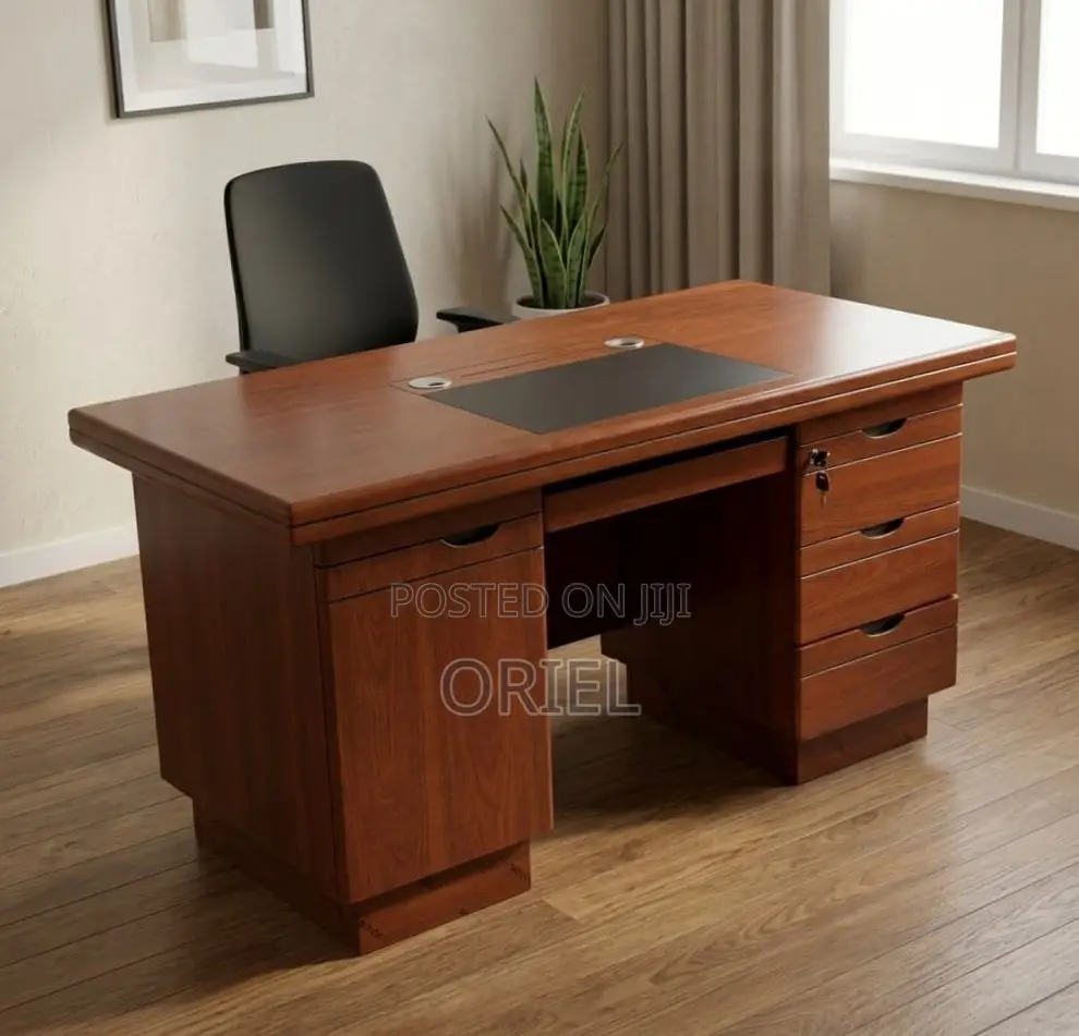 Office Desk : 120CM Mahogany Table With Drawers