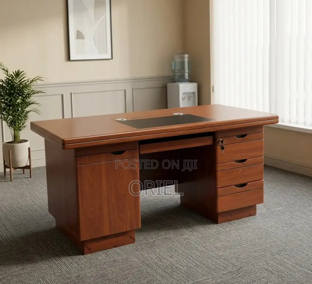 Office Desk : 120CM Mahogany Table With Drawers