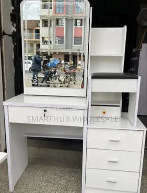 White Dressing Table With Sliding Mirror