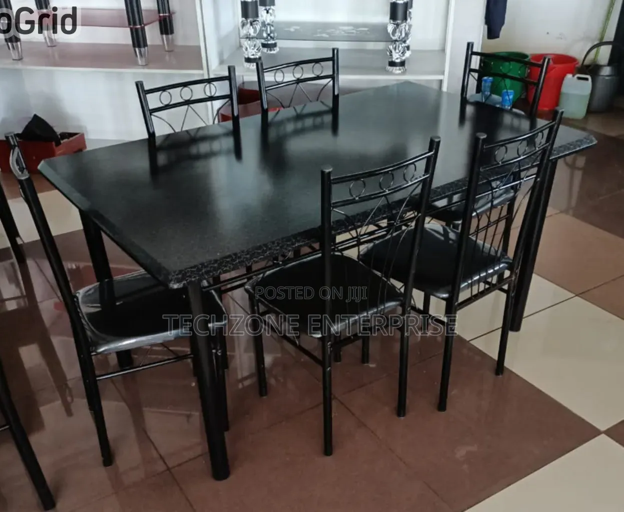 Big Executive 6 Sitter Black Dinning Table 