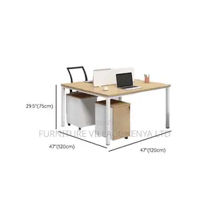 Workstation; 2 Seater Brown-Metal Frame Office Workstation