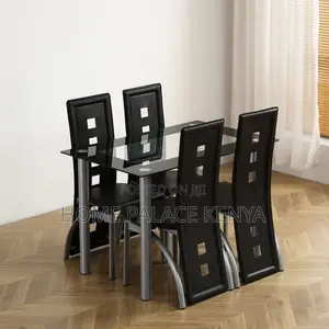 Dining Set; Premium Glass Top Dining Table and Chairs Set