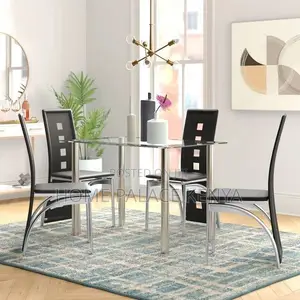 Dining Set; Premium Glass Top Dining Table and Chairs Set